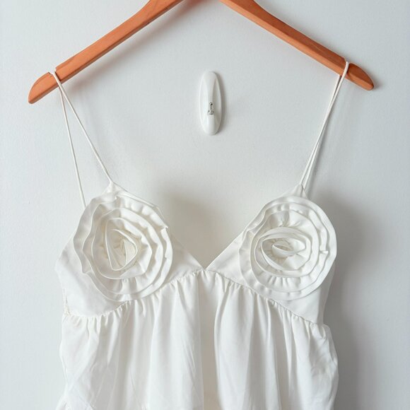 Zara Poplin Strappy Floral Ruffle Mini Dress Blogger Fav White Size XS - Picture 7 of 12